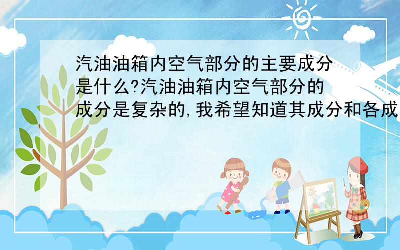 汽油油箱内空气部分的主要成分是什么?汽油油箱内空气部分的成分是复杂的,我希望知道其成分和各成分的大概所占比值!