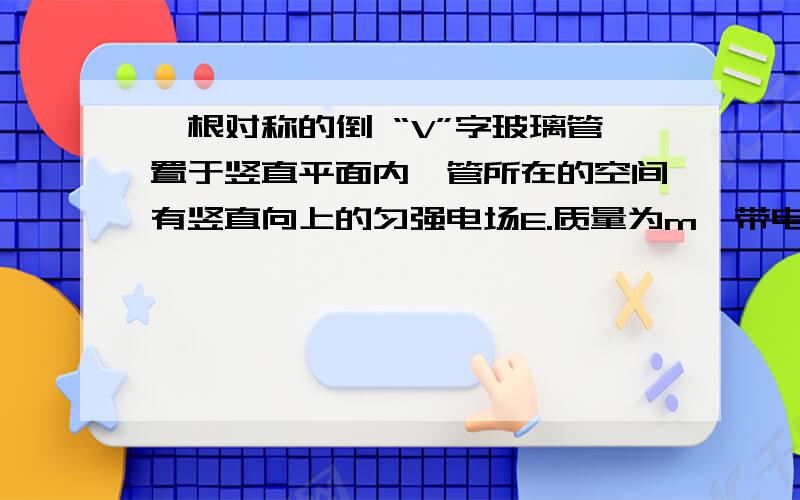 一根对称的倒 “V”字玻璃管置于竖直平面内,管所在的空间有竖直向上的匀强电场E.质量为m、带电荷量为+q的小球在管内从A点静止开始沿管向上运动,且与管壁动摩擦因数为u,管AB=BC=L ,小球在B