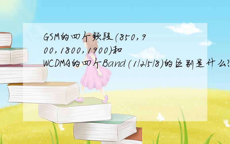 GSM的四个频段(850,900,1800,1900)和WCDMA的四个Band(1/2/5/8)的区别是什么?可以共用那四个频段吗?