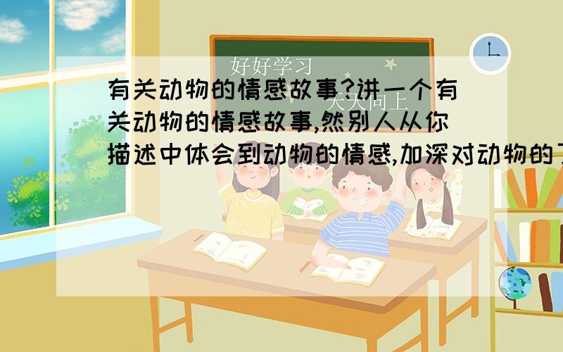 有关动物的情感故事?讲一个有关动物的情感故事,然别人从你描述中体会到动物的情感,加深对动物的了解和认识