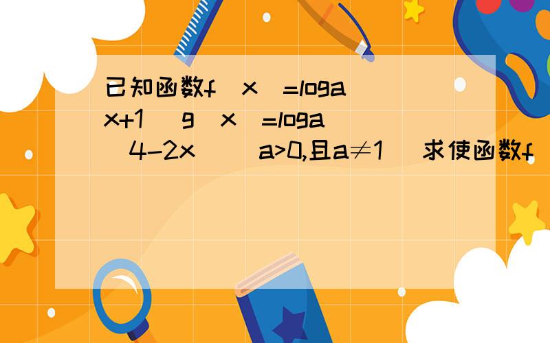 已知函数f(x)=loga(x+1) g(x)=loga(4-2x) (a>0,且a≠1) 求使函数f(x)-g(x)的值为正数的x的取值范围