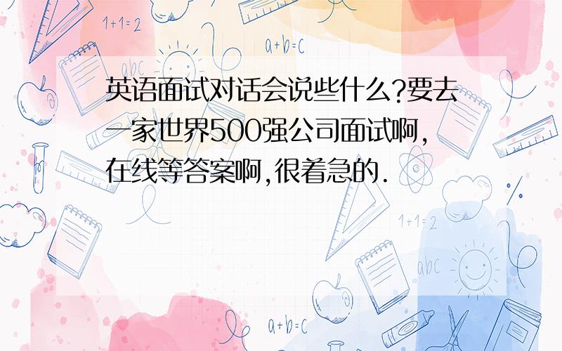 英语面试对话会说些什么?要去一家世界500强公司面试啊,在线等答案啊,很着急的.