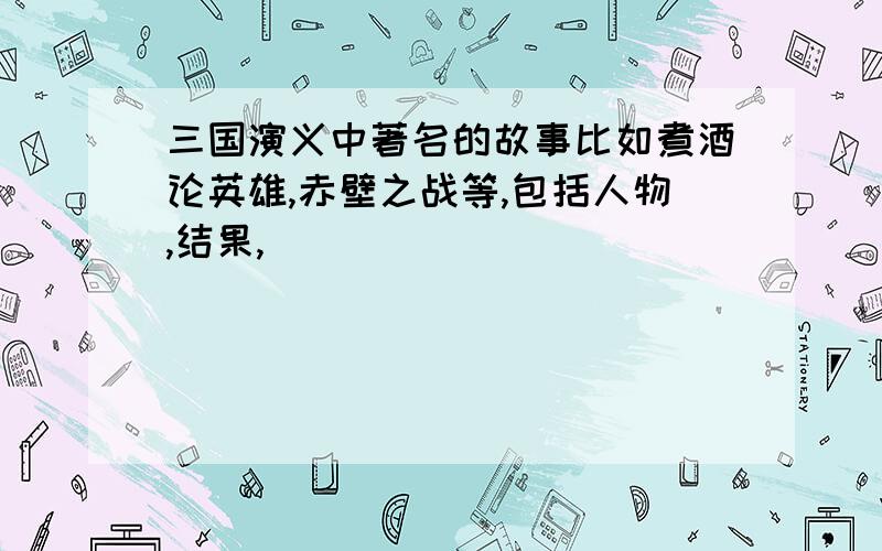 三国演义中著名的故事比如煮酒论英雄,赤壁之战等,包括人物,结果,