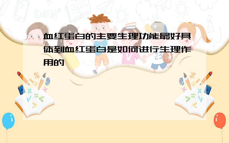 血红蛋白的主要生理功能最好具体到血红蛋白是如何进行生理作用的