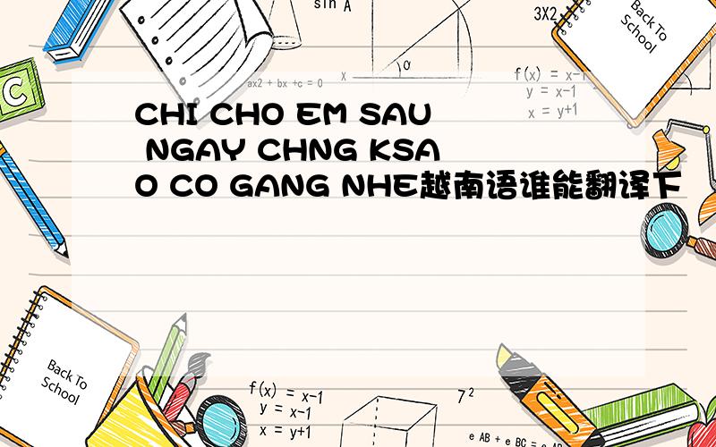 CHI CHO EM SAU NGAY CHNG KSAO CO GANG NHE越南语谁能翻译下