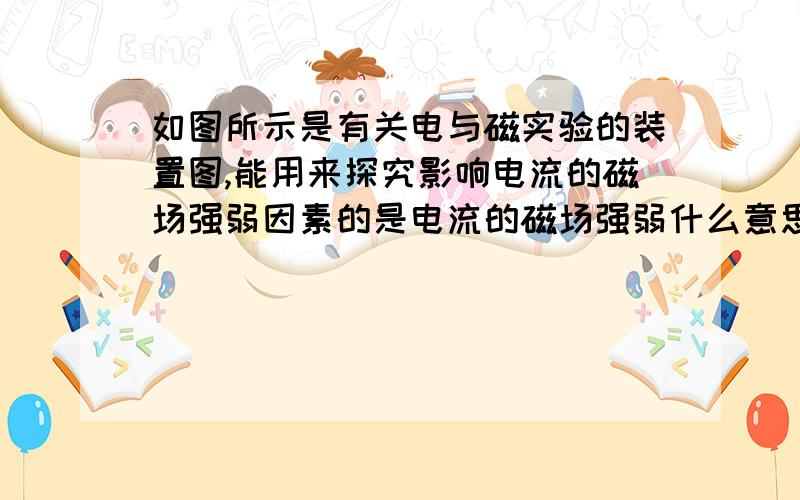 如图所示是有关电与磁实验的装置图,能用来探究影响电流的磁场强弱因素的是电流的磁场强弱什么意思...