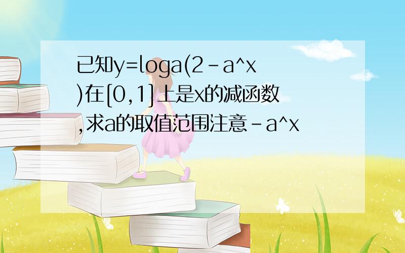 已知y=loga(2-a^x)在[0,1]上是x的减函数,求a的取值范围注意-a^x