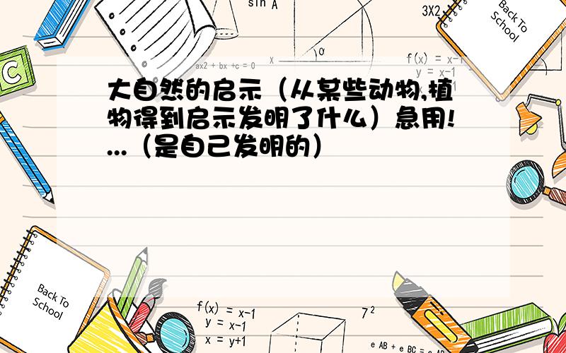 大自然的启示（从某些动物,植物得到启示发明了什么）急用!...（是自己发明的）