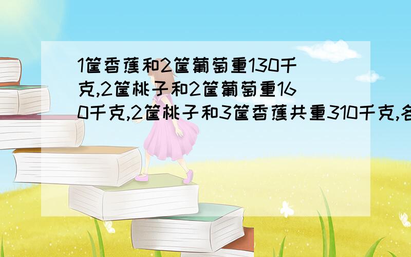 1筐香蕉和2筐葡萄重130千克,2筐桃子和2筐葡萄重160千克,2筐桃子和3筐香蕉共重310千克,各重不列方程可以吗?速度点、、、