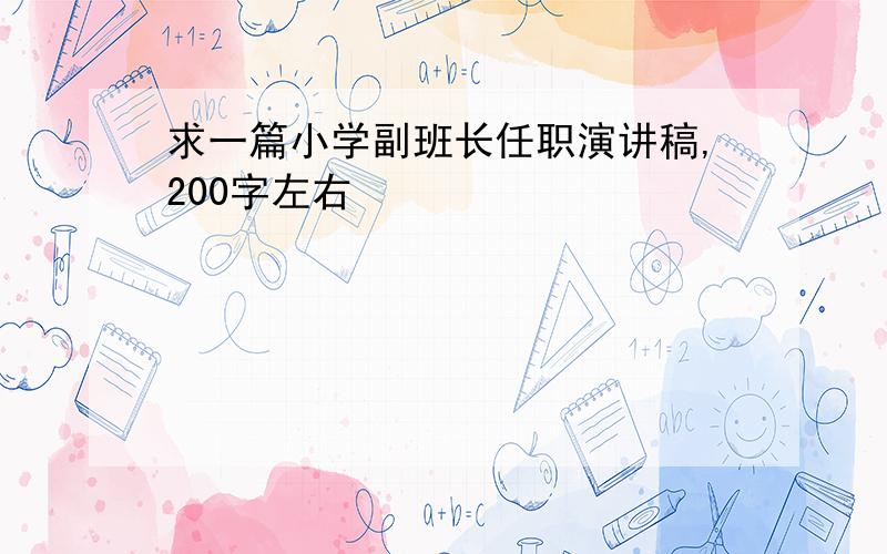 求一篇小学副班长任职演讲稿,200字左右