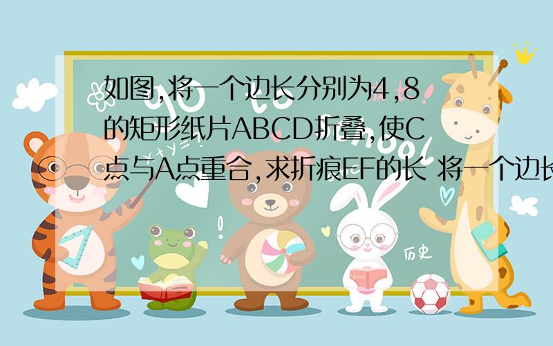 如图,将一个边长分别为4,8的矩形纸片ABCD折叠,使C点与A点重合,求折痕EF的长 将一个边长分别为4,8的矩形纸片ABCD折叠,使C点与A点重合,求折痕EF的长