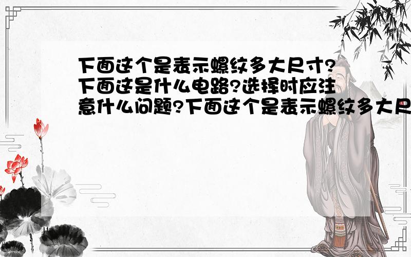 下面这个是表示螺纹多大尺寸?下面这是什么电路?选择时应注意什么问题?下面这个是表示螺纹多大尺寸?是（NPT锥形类）还是（G1/4 类型相似）的?1）、7/16” -20SAM2）、9/16” -18SAEM ,下面这是什