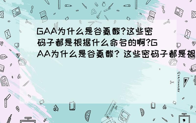 GAA为什么是谷氨酸?这些密码子都是根据什么命名的啊?GAA为什么是谷氨酸？这些密码子都是根据什么命名的啊？