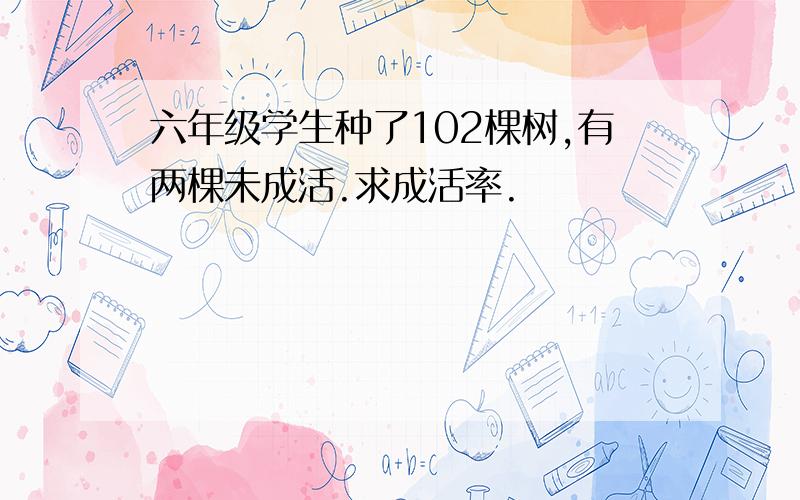 六年级学生种了102棵树,有两棵未成活.求成活率.