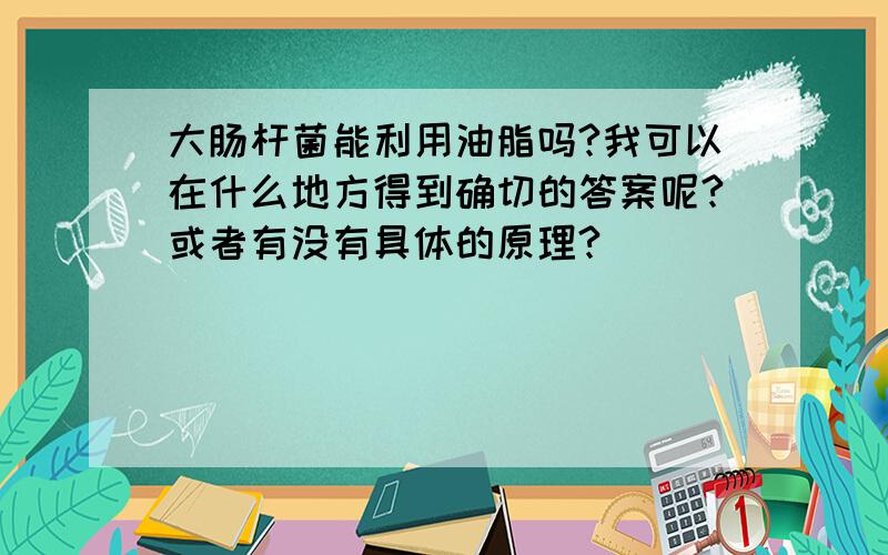 大肠杆菌能利用油脂吗?我可以在什么地方得到确切的答案呢?或者有没有具体的原理?