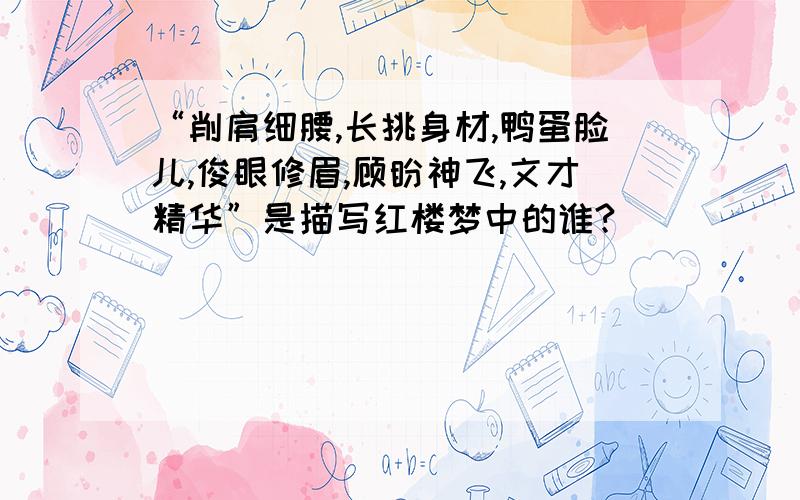 “削肩细腰,长挑身材,鸭蛋脸儿,俊眼修眉,顾盼神飞,文才精华”是描写红楼梦中的谁?