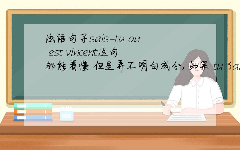 法语句子sais-tu ou est vincent这句都能看懂 但是弄不明白成分,如果 tu Sais 后面接宾语 应该有个que ,如果后面是主成分,tu sais 就是插入语,可是为什么后面还要倒装呢