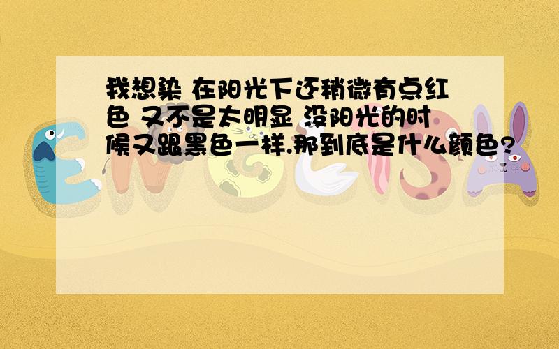 我想染 在阳光下还稍微有点红色 又不是太明显 没阳光的时候又跟黑色一样.那到底是什么颜色?