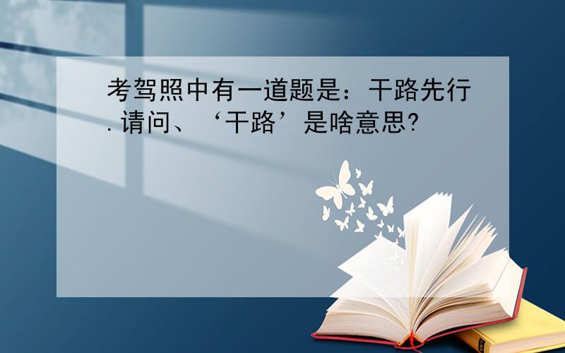 考驾照中有一道题是：干路先行.请问、‘干路’是啥意思?