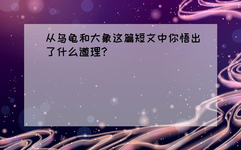 从乌龟和大象这篇短文中你悟出了什么道理?