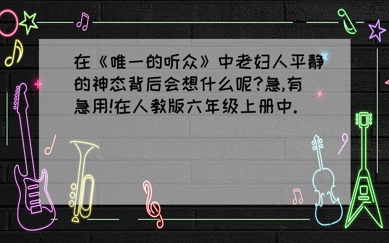 在《唯一的听众》中老妇人平静的神态背后会想什么呢?急,有急用!在人教版六年级上册中.