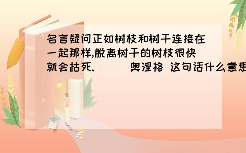 名言疑问正如树枝和树干连接在一起那样,脱离树干的树枝很快就会枯死. —— 奥涅格 这句话什么意思,和劳动有什么关系