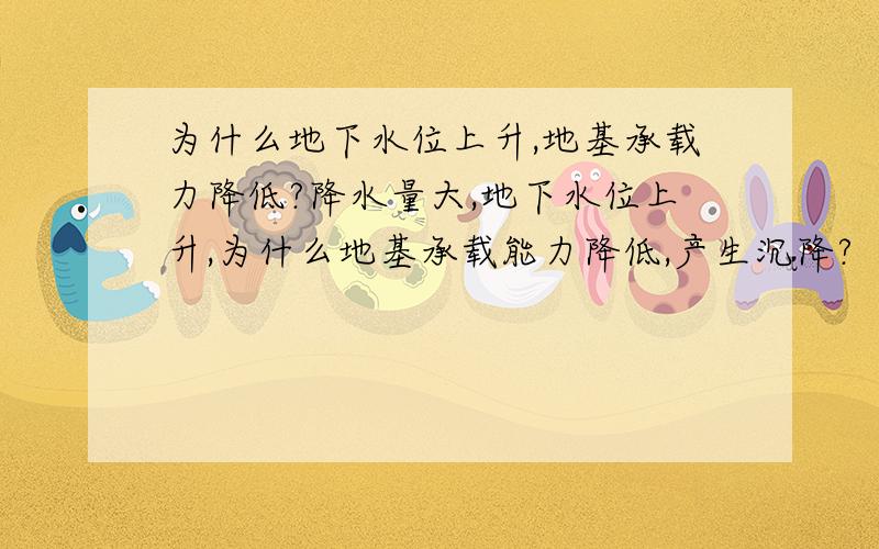 为什么地下水位上升,地基承载力降低?降水量大,地下水位上升,为什么地基承载能力降低,产生沉降?