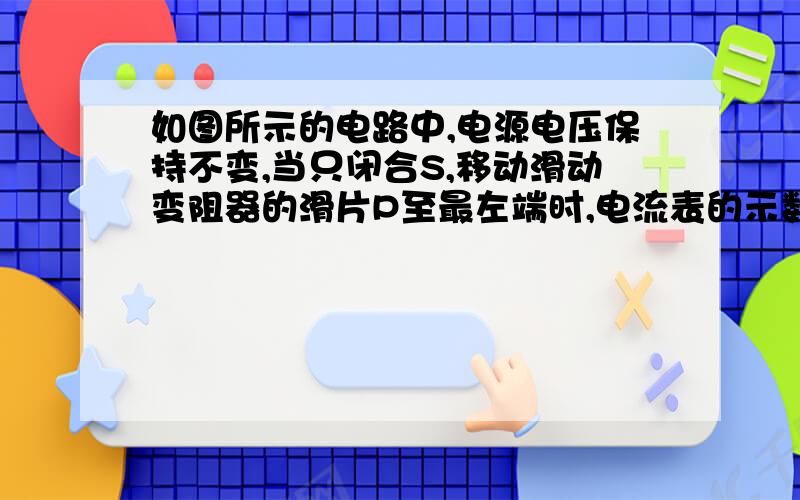 如图所示的电路中,电源电压保持不变,当只闭合S,移动滑动变阻器的滑片P至最左端时,电流表的示数为1.5安,灯正常发光,灯所消耗的功率为PL.再移动滑片P至最右端时,RL所消耗的实际功率为3瓦;