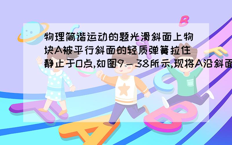 物理简谐运动的题光滑斜面上物块A被平行斜面的轻质弹簧拉住静止于O点,如图9－38所示,现将A沿斜面拉到B点无初速释放,物体在BC范围内做简谐运动,则下列说法正确的是[ ]A．OB越长,振动能量