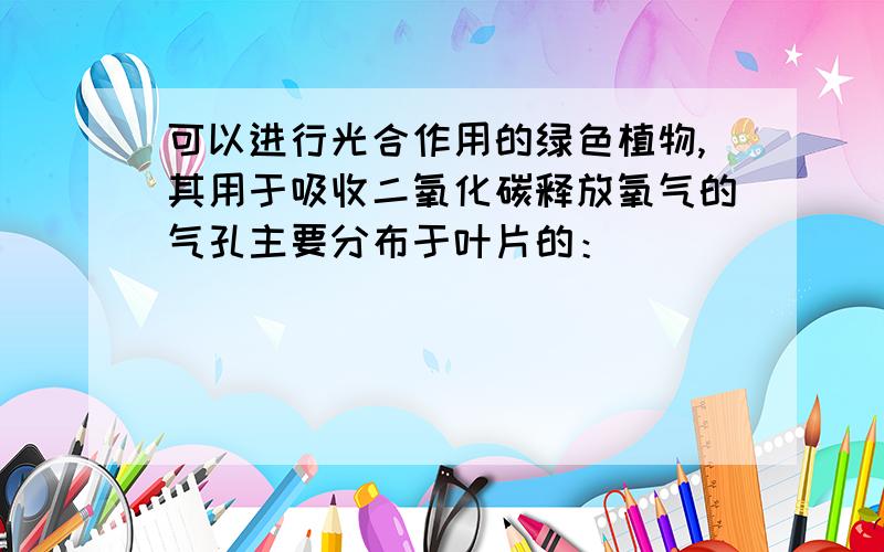 可以进行光合作用的绿色植物,其用于吸收二氧化碳释放氧气的气孔主要分布于叶片的：