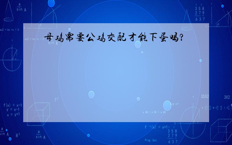 母鸡需要公鸡交配才能下蛋吗?