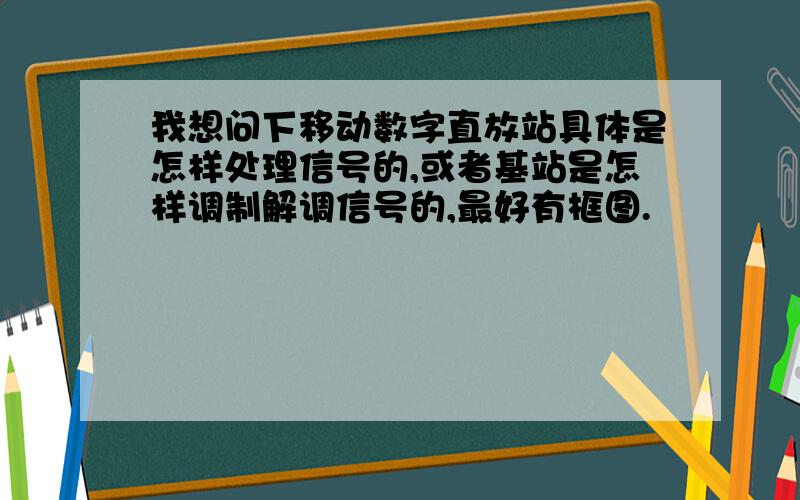 我想问下移动数字直放站具体是怎样处理信号的,或者基站是怎样调制解调信号的,最好有框图.